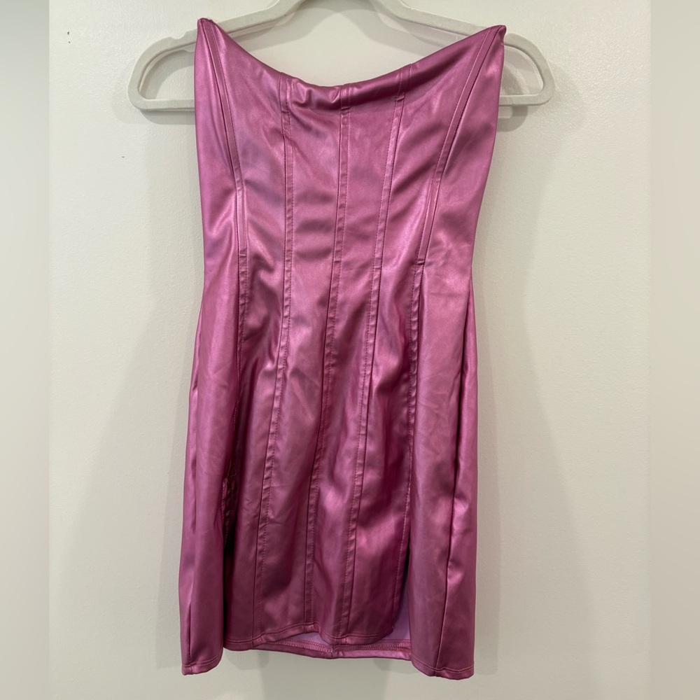 blanc clothing strapless metallic dress